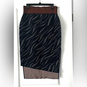 Per se navy asymmetrical knit skirt